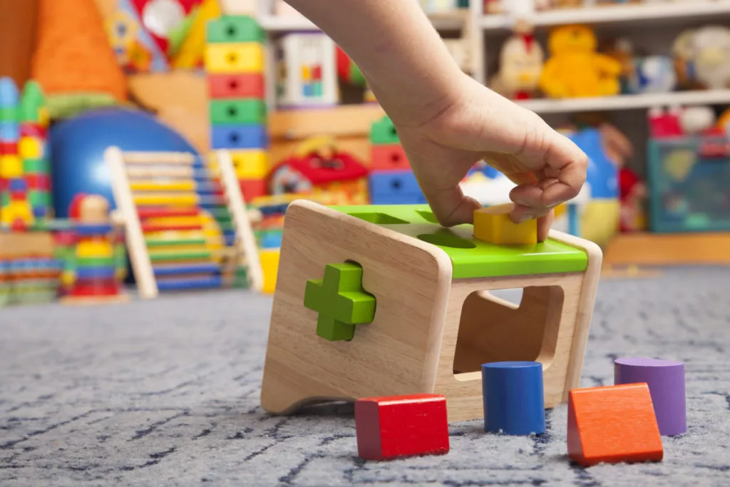 wooden colour toy in room for children