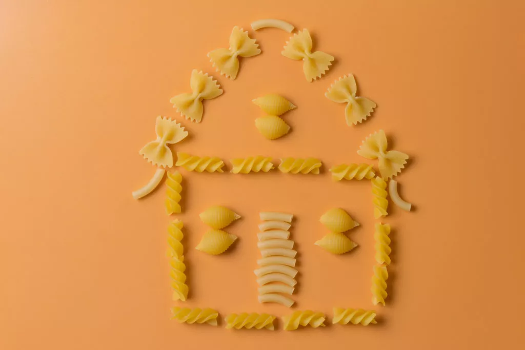 A house made of different types of pasta, toned