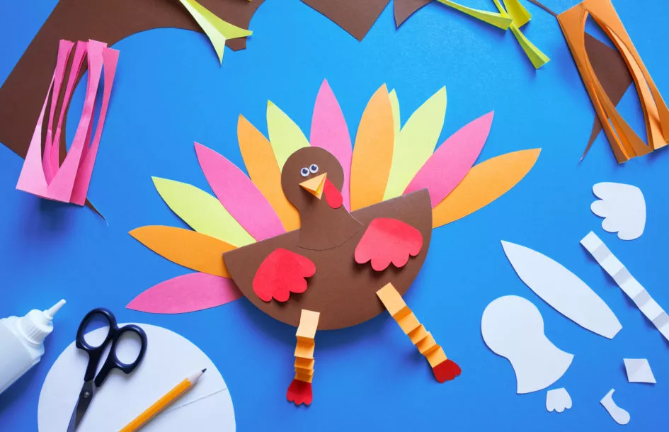 paper craft for kids. DIY Turkey made for thanksgiving day. Thanksgiving crafts and art for children.