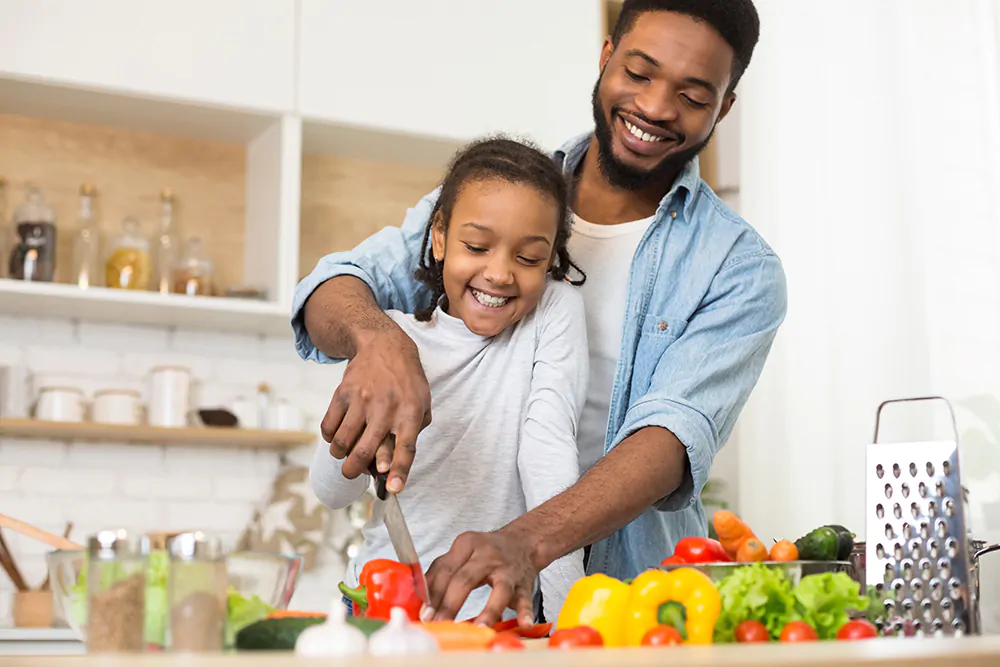 Kids helping to cook