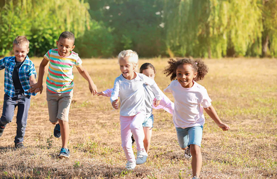 Group of running children