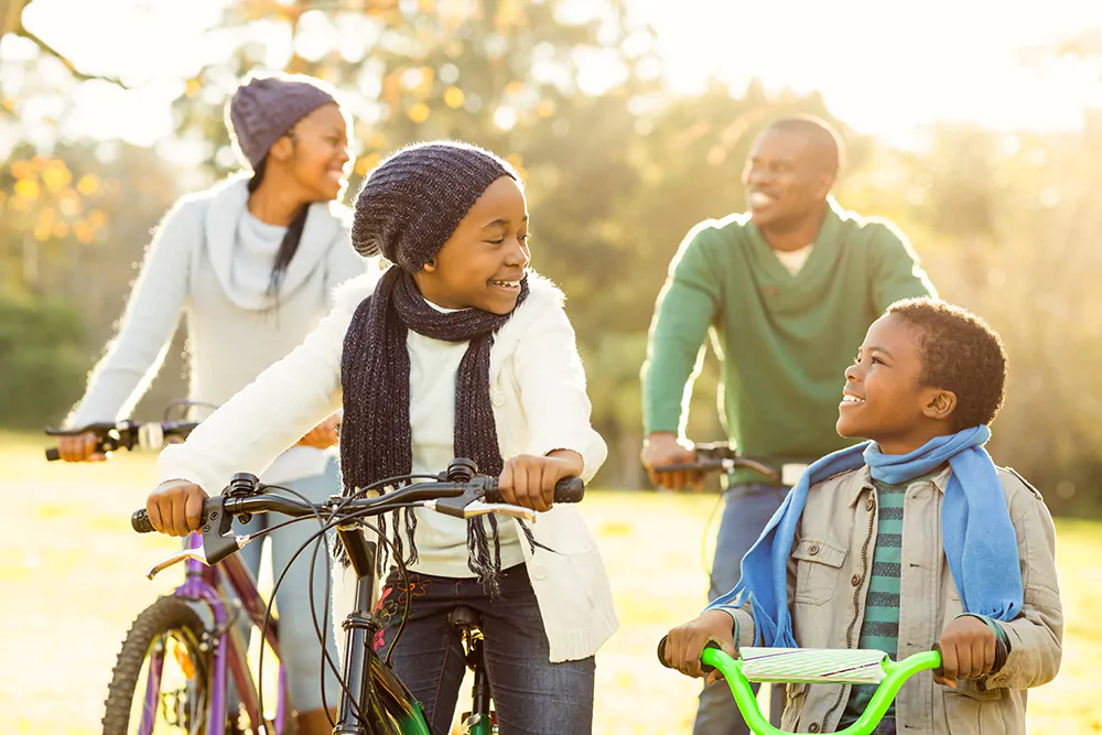 family doing a bike ride
