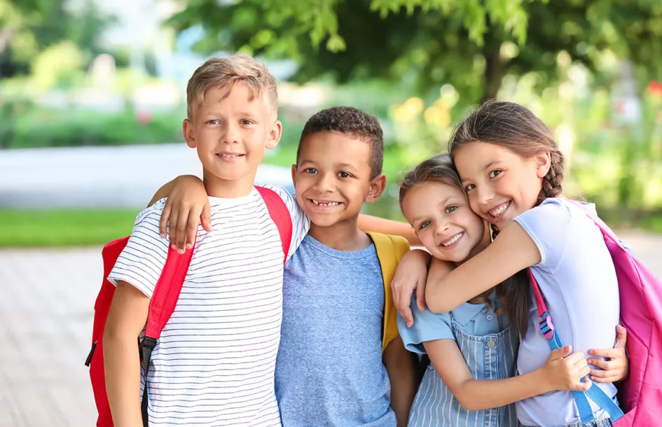 Group of kids hugging