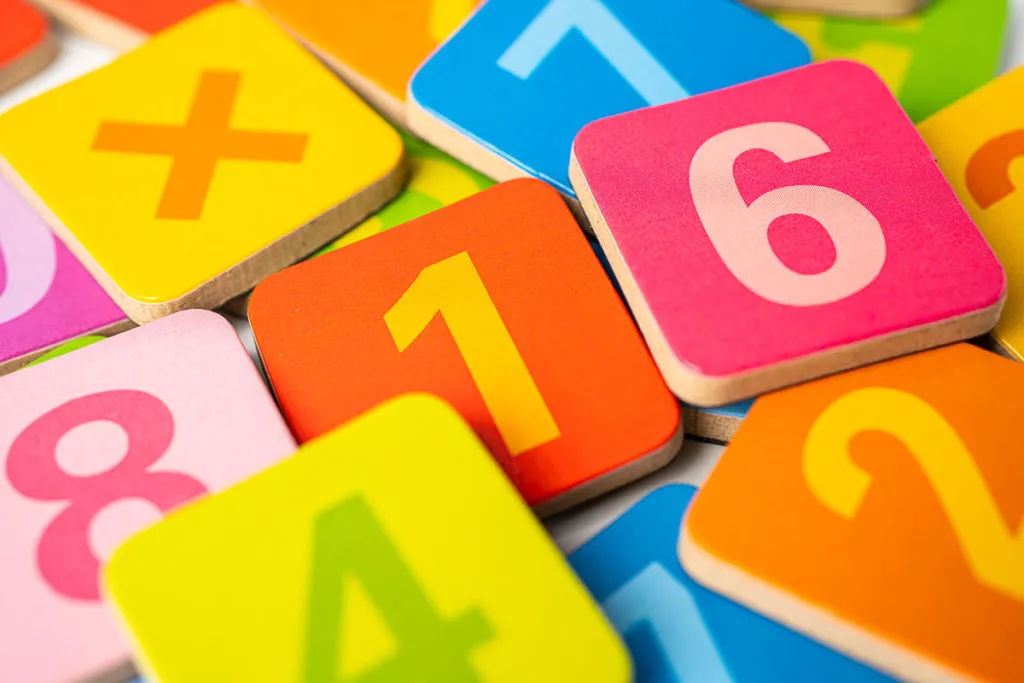 Math Number colorful on white background,