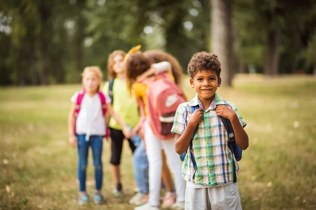 School age kids with friends at an after school program in Silver Spring, MD