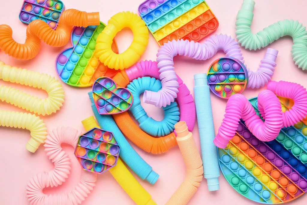 Colorful Pop Tubes and Pop it fidgets
