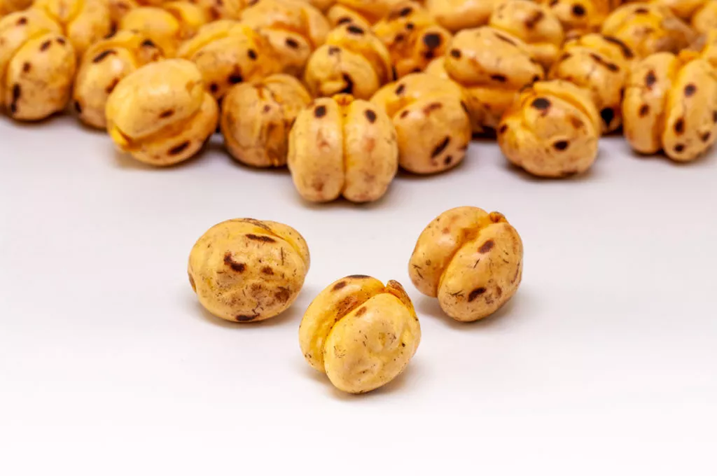 Close up of warm snack of Roasted chickpeas