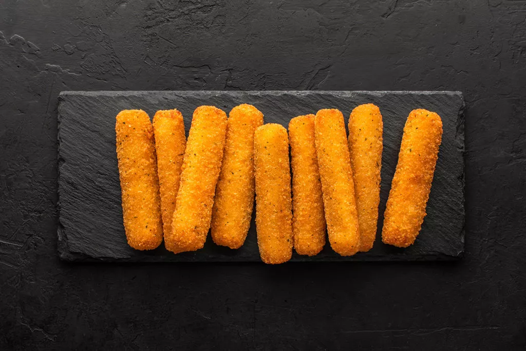 a plate of healthy warm Baked Mozzarella Sticks
