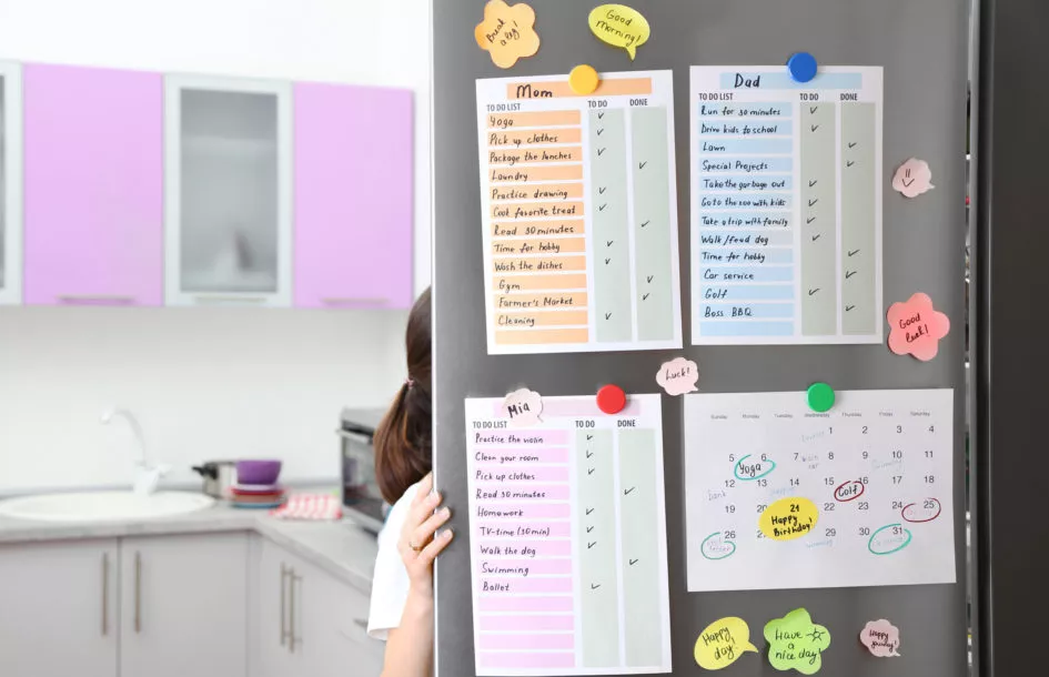 writing calendar and to dos to organize school events